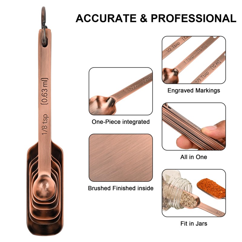 Nstezrne Copper Measuring Cups and Spoons Set 17 for Dry