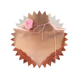 Wendalern Gothic Flower Choker Necklace Vintage Black Rose Flower Collar Necklace Long Ribbon Flower Lace Necklace Thin Ribbon Bow Tie Choker Necklace Cosplay Costume Jewellery for Women Girls, Zinc,