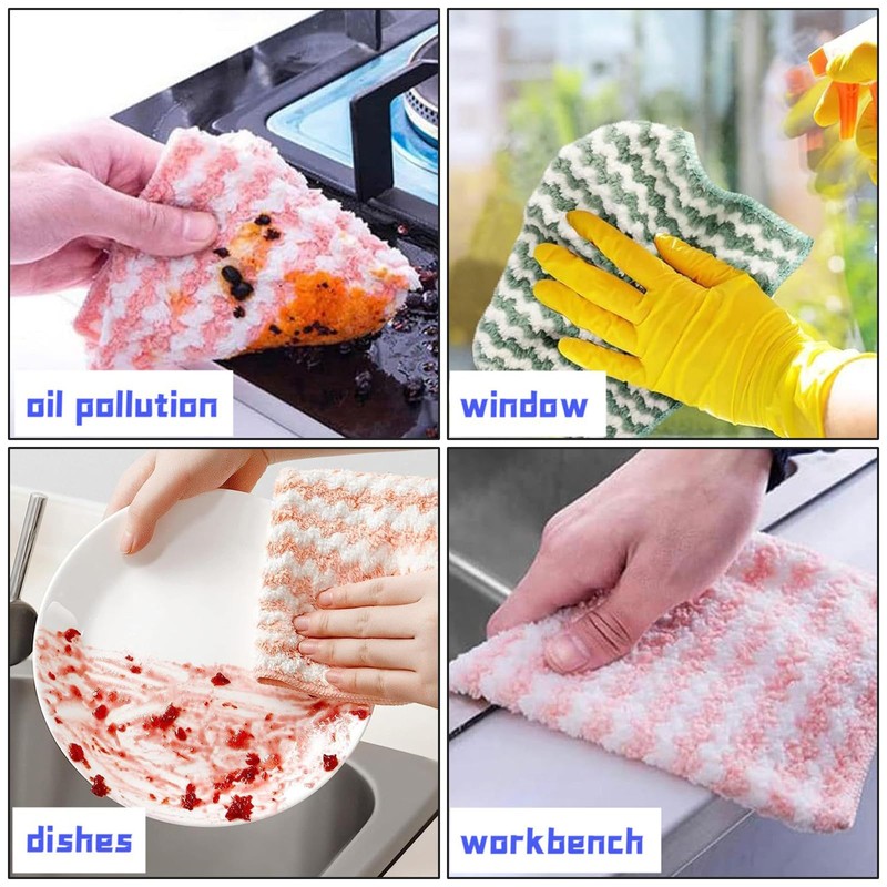 5-Pack Microfiber Cleaning Cloths, Reusable & Washable, Absorbent & Streak-Free,