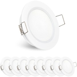 Obeaming Set of 8 LED Recessed Spotlights, 12 V LED Spotlights, 12 V Recessed Spotlights for Motorhome, Boat, Camper, Caravan, Van, DIA 70 mm, CRI93 Aluminium (White, 3000 K)