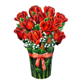 CUT POPUP.COM CUTPOPUP Rosenstrauß – Valentinskarte, 15.5x20.5cm Geburtstagskarte Frau, Muttertagskarte, Hochzeitskarte 3D-Gruß, Romantische Liebeskarte für Ihn, Ihre Frau, Paar (Bouquet Roses 15x20) US8-86.SMDE