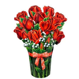 CUT POPUP.COM CUTPOPUP Rosenstrauß – Valentinskarte, 15.5x20.5cm Geburtstagskarte Frau, Muttertagskarte, Hochzeitskarte 3D-Gruß, Romantische Liebeskarte für Ihn, Ihre Frau, Paar (Bouquet Roses 15x20) US8-86.SMDE