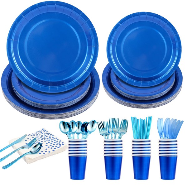 400PCS Paper Plates Set Disposable Party Dinnerware Includes Paper Plates,