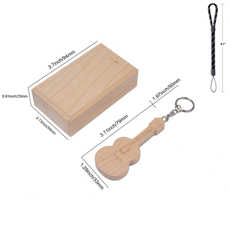 Guitar Shaped Maple Wood Memory Stick USB Flash Drive in