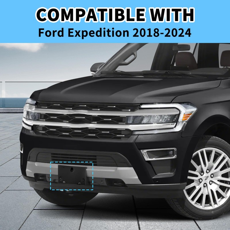 Front Bumper License Plate Bracket Compatible with Ford Expedition 2018