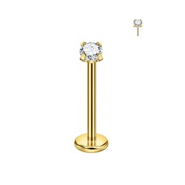 FANSING 10mm Long Threadless Cartilage Earring Push Pin Labret Jewelry 18g Surgical Steel Nose Rings Studs for Women 2.5mm Nose Rings Studs Gold