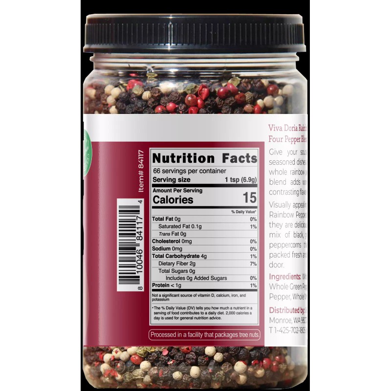 Viva Doria Rainbow Peppercorns, 16 oz - 4 Peppercorn mix,