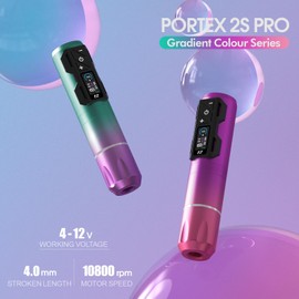 EZ P2S Pro Wireless Tattoo Gun - Rotary Tattoo Machine Pen with OLED Digital Display 1800mAh Battery Power Supply Tattoo Equipment Supply for Professional Tattoo Artist (Purple Pink)