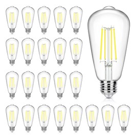 24-Pack Vintage E26 LED Edison Bulbs 100W Equivalent 1400LM High Brightness 8W ST58 LED Filament Light Bulbs 5000K Daylight White Medium Base CRI90+ Antique Clear Glass for Home Kitchen, Non-dimmable