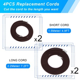 COITEK 4PCS Replacement Cord for Zero Gravity Chair, Universal Elastic Repair Cord for Recliners Replacement Laces Rope for Lounge, Bungee Beach Chair (Brown)