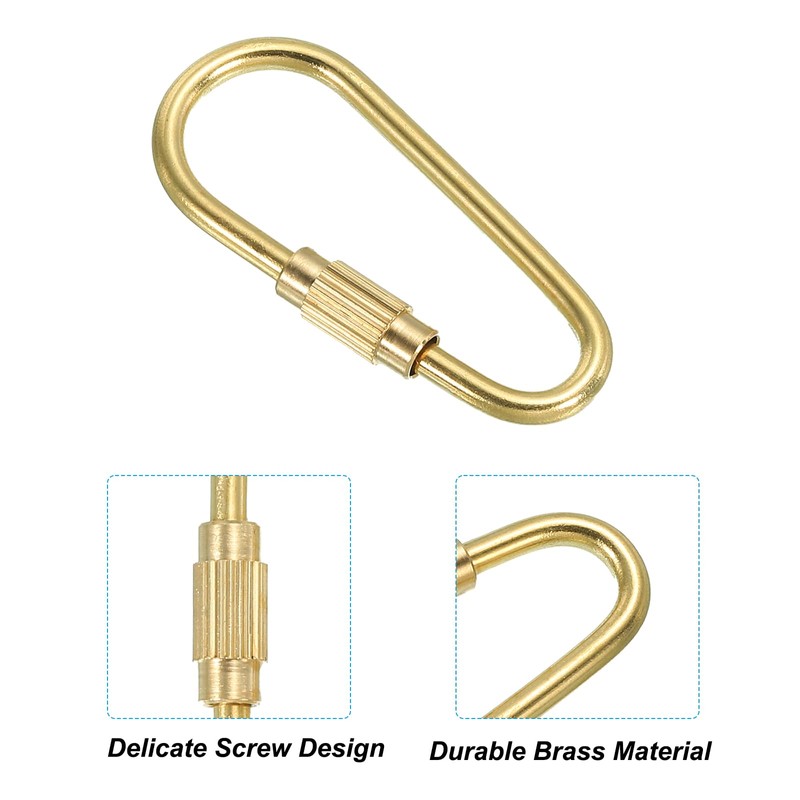 PATIKIL Brass Key Ring, Pack of 4 Screw Lock Carabiner