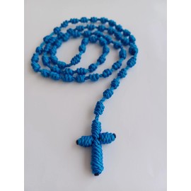 Nylon Rosary Knotted cord Blue