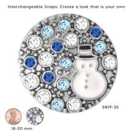 Ginger Snaps Kiss Snowman Charm Accessory | Interchangeable, Customizable & Adjustable Snap Jewelry Collection | Button Charms for Necklaces, Bracelets & Rings | Standard Size | SN19-35