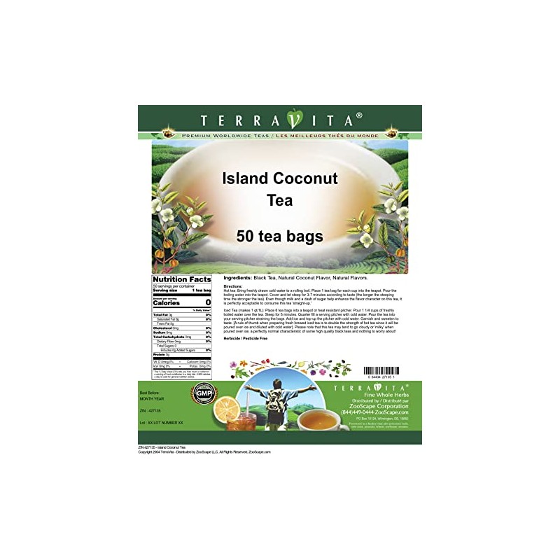 Island Coconut Tea (50 tea bags, ZIN: 427135)