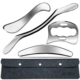 GYX COELE Professional Stainless Steel Muscle Scraper Tool Set, 4-Piece IASTM Scraping Tool Physical Therapy with Case