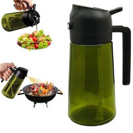 Oil Sprayer for Cooking 2 in 1 Olive Oil Dispenser Bottle for Kitchen 16oz Premium Glass Oil Bottle,for Air Fryer Salad, Frying BBQ Olive Oil Sprayer for Cooking Black (black)