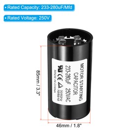 PATIKIL CD60 Motor Start Capacitor, 233-280uF/Mfd 250V 50/60Hz, Black Rectangular Polypropylene Capacitor for Electric Motor Starts Running