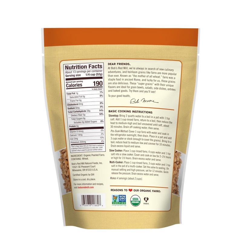 Bob's Red Mill Organic Farro Grain, 24oz (Pack of 4)