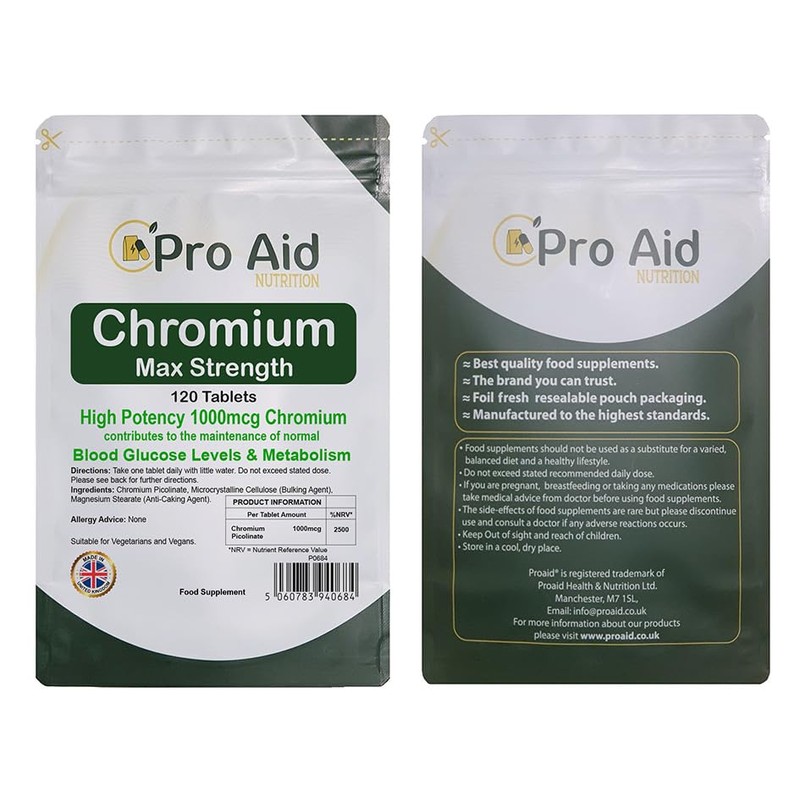 Chromium 1000mcg Picolinate Tablets | 120 Pack | Max Strength