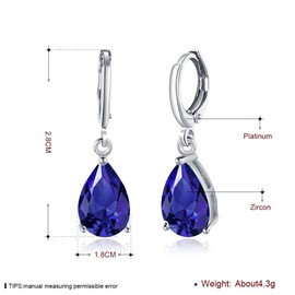 DUANMEINAD Sterling Silver Genuine Women's Fashion Sapphire Stud Hoop Jewelry Created or Simulated Gemstone Teardrop Dangle Leverback Earrings