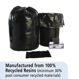 Stout T3658B15 100% Recycled Plastic Garbage Bags 60gal 1.5mil 36 x 58 Brown/Black 100/CT