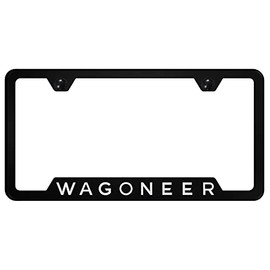 Au-TOMOTIVE GOLD Laser Etched Logo Cut-Out License Plate Frame for Jeep Wagoneer (Black)