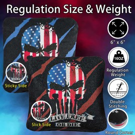 TOSJEUERA Cornhole Bags, Weather Resistant Dual Sided Slick and Stick Corn Hole Bean Bags Set of 8 for Toss Game with Carry Bag