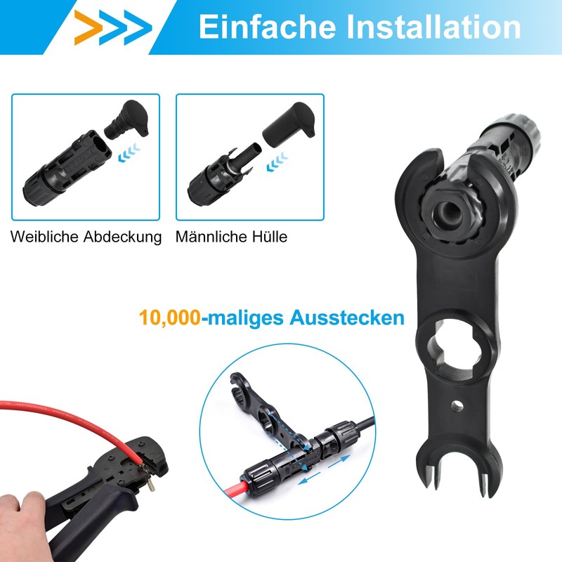 Slocable Solar Plug 6 mm2, IP68 Solar Panel Plug, 1500