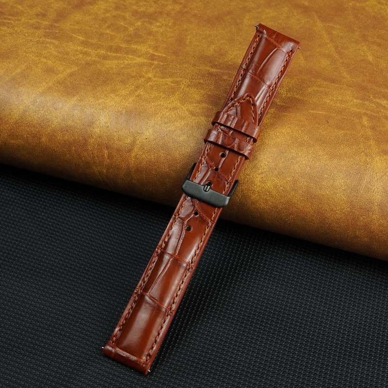 [vinacreations] Crocodile Watch Strap, Quick Release Spring Bars, Men's Replacement