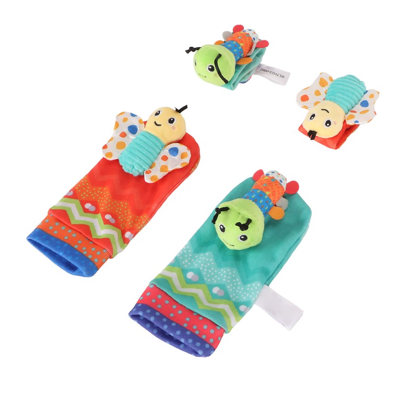 Baby Wrist Rattle Socks Set Soft Cute Cartoon Animal Hand