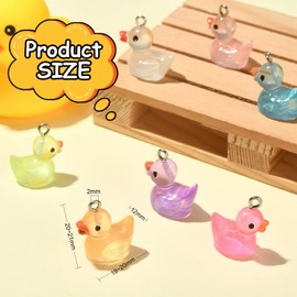 DanLingJewelry 35Pcs 7 Styles Luminous Resin Duck Charms Small Duck Shape Charms Colourful Animal Charms for DIY Jewellery Making Keychain