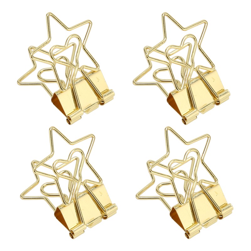 100 Pcs Binder Clips Star Shape Paper Clamps Hollow Long
