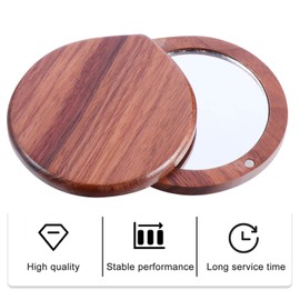 Lurrose Wooden Compact Mirror Portable Makeup Mirror Pocket Mirror Handheld Travel Mirror for Purses