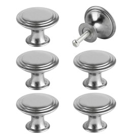 VARHHUXHA Round Kitchen Cabinet Pulls Door Knobs for Chest of Drawers Furniture Cupboard Dresser Wardrobe Door Handles and Knobs, with Screws and Screwdriver (6 Pcs - Silver)