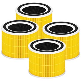 Core 300 Pet Care Replacement Filter for LEVOIT Core 300, Core 300S and Core 300-P Air Purifier, 3-in-1 H13 True HEPA Filter Replacement, Compared to Part # Core 300-RF-PA, 4 Pack, Yellow