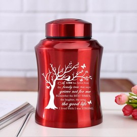1pc Decorative Stainless Steel Cremation Urn for Human or Pet urn Ashes-5.9 inch Keepsake Urns for Male Female/Pet Ashes Keepsake Sharing Urns Memorial Memorials Ash Holder,Red tinis apron