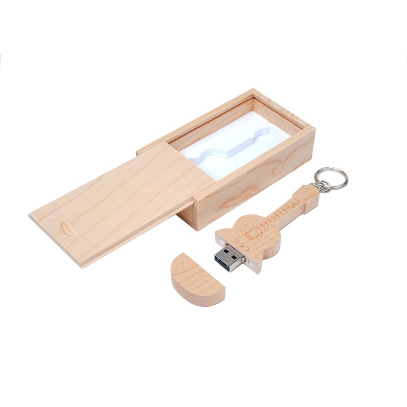 Guitar Shaped Maple Wood Memory Stick USB Flash Drive in