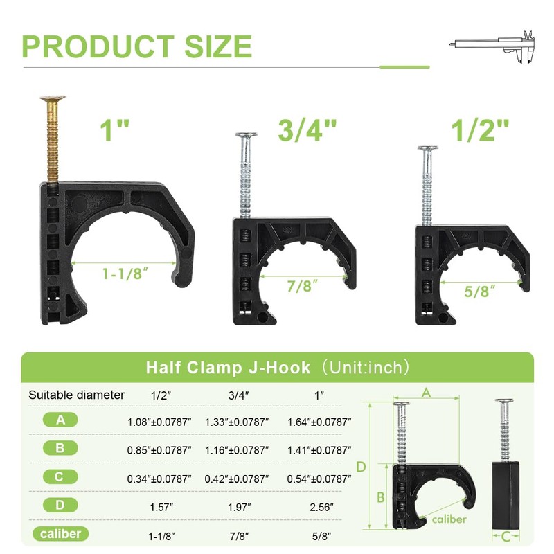 Orianse 50 Pack 3/4 Inch Pex J-Hook with Nails High