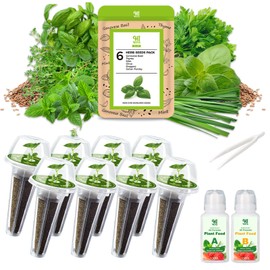 Herb Seed Pod Kit With Basil Mint Thyme Mixed, Grow Anything Seed Starter Pod Kit for Hydroponics Growing System with Plant Food, Seeds Included Genovese Basil, Italian Parsley, Oregano, Chive (8-Pod)