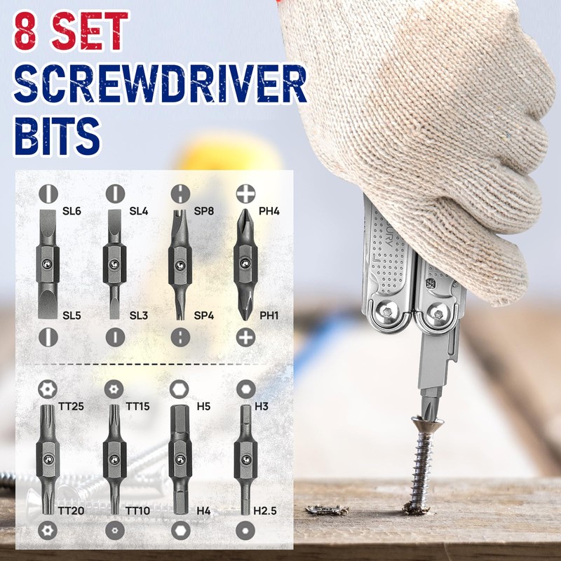 BIBURY Multitools, Upgraded Multi Tool Foldable Pliers with T-Shank Tool,
