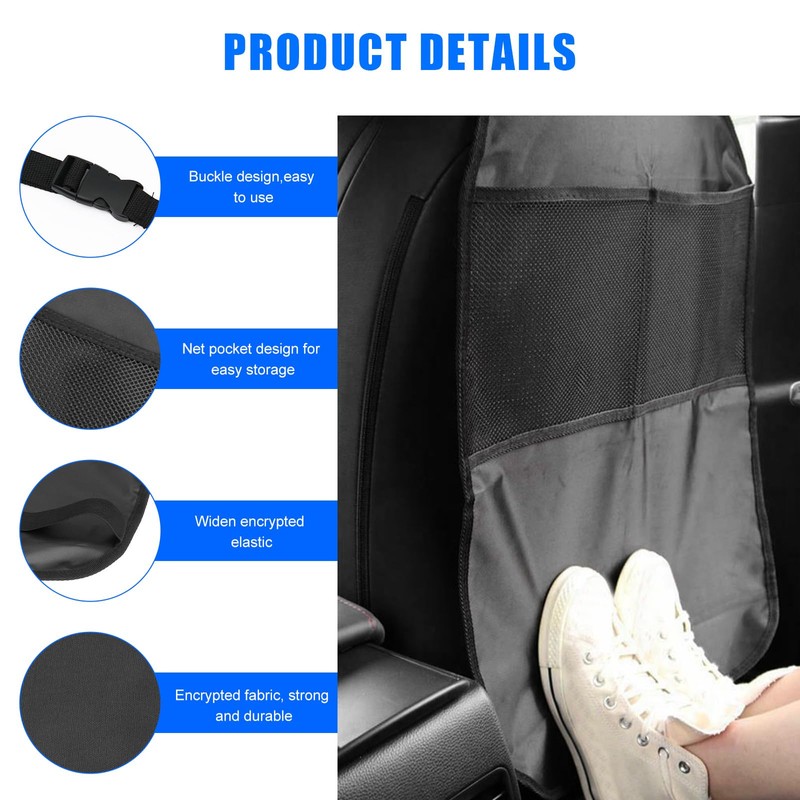 YTFRL 2 PCS Back Seat Cover for Kids, Car Kick
