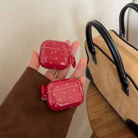 White Polka Dot Red Case with Lock for Airpods Pro 2 Gen,Vintage Aesthetic Pattern Stylish Luxury Trendy Retro Girls Women Protective Cover for Airpod Pro 2 Genetatio