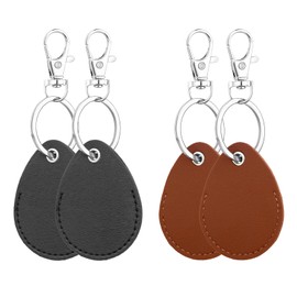 Psyqtsuary Leather Key Fob Holder, 4 Pcs PU Leather Keychain Key Holder for Keychain General Keys Fob Keychains, for Keys ID Keys Cards