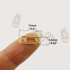 50 Count Metal Mini Paper Clips 3/5 Inch Nickelage Finishes Steel Paper Clip, Gold