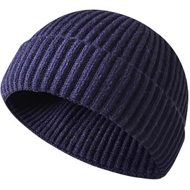 MAIAGO - Gorro de pescador para hombres y mujeres, gorro de punto corto, gorro de invierno cálido, Azul, Talla única
