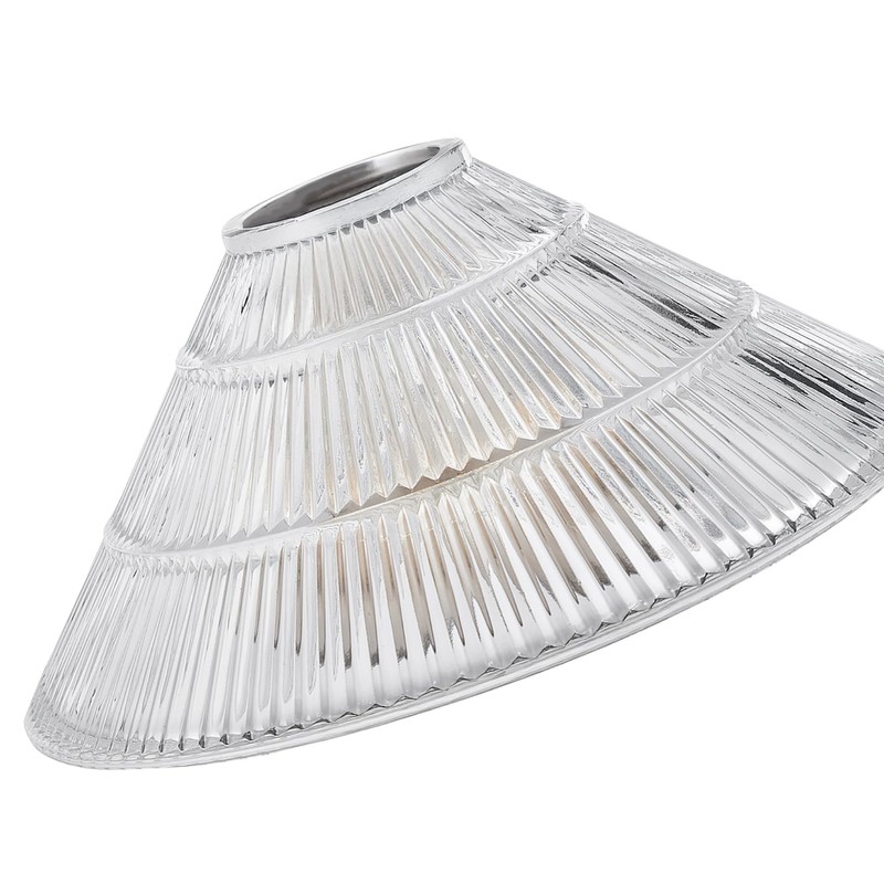 Modern Designer Transparent Ridged Glass Easy Fit Pendant Shade in