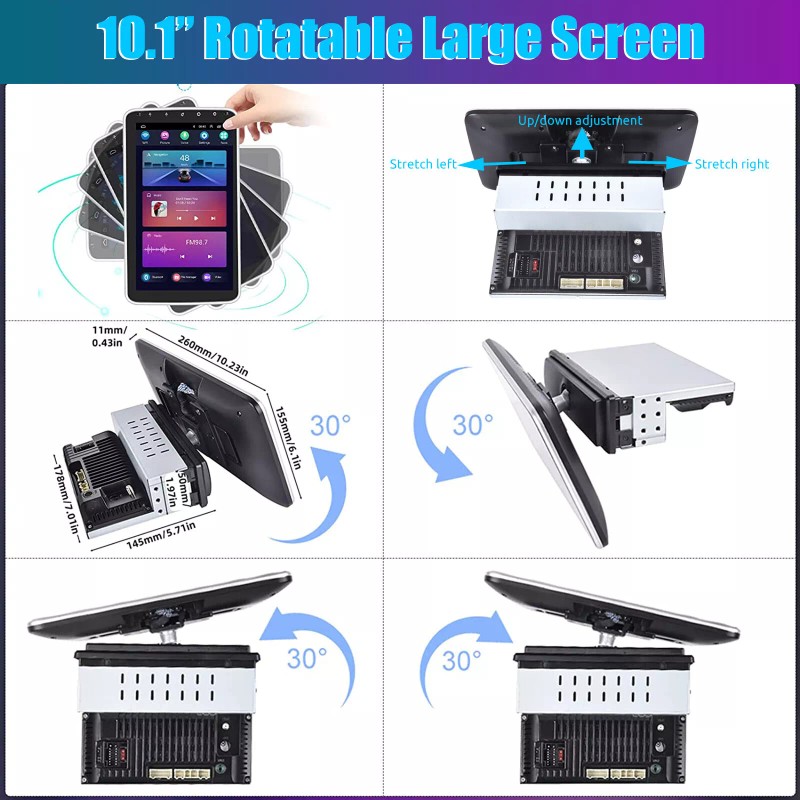 ESSGOO Single DIN 10" Carplay Car Stereo Radio Android 14