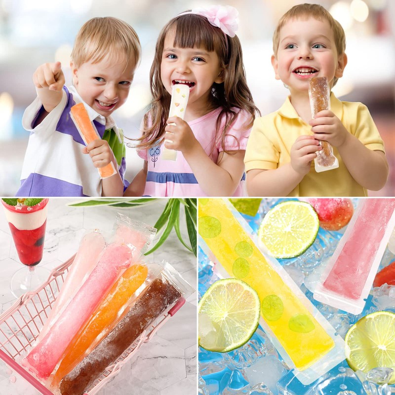 FEBSNOW 200 Disposable Ice Popsicle Bags BPA Free Freezer Tubes