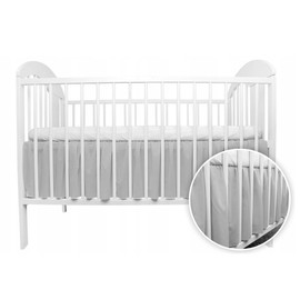 Cot Valance Sheet 100% Cotton Baby Nursery Bedding Frilled Skirt with 4 Sides 33 cm Long Drop to fit Cot Mattress 140x70 cm Elastic Cot Bed Dust Cover (Plain Grey)