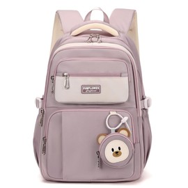 EKUIZAI Girls Aesthetic Backpack Elementary Middle Cute Schoolbag Classic Girls Backpack with Charms